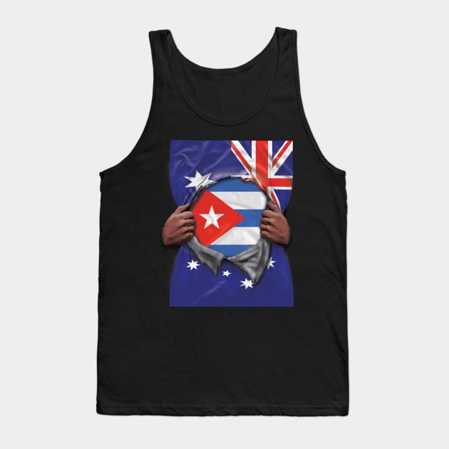 Cuba Flag Australian Flag Ripped - Gift for Cuban From Cuba Tank Top by Country Flags